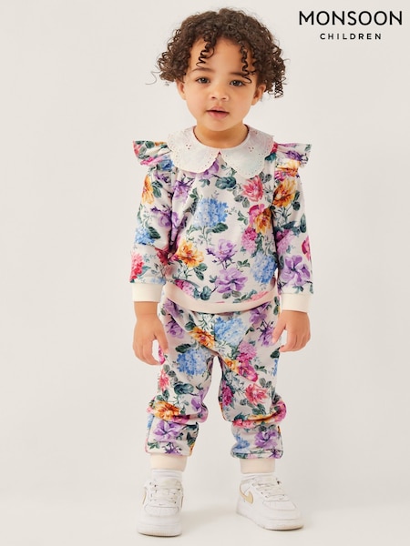 Monsoon Natural Baby Floral Collared Sweatshirt and Joggers Set (W26496) | ₪141 - ₪161
