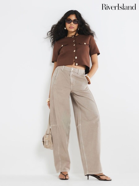 River Island Short Sleeve Button Front Military T-Shirt (W26541) | €54
