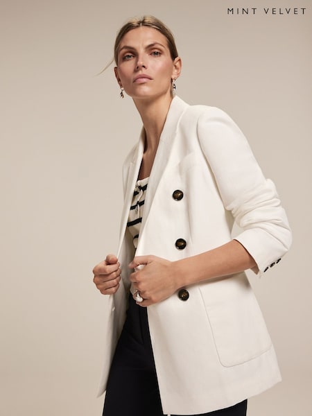 Mint Velvet Linen Double Breasted Blazer (W26580) | €219