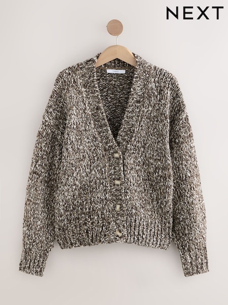 Brown Multi Twist Knitted Cardigan With Wool (W26584) | AZN 102