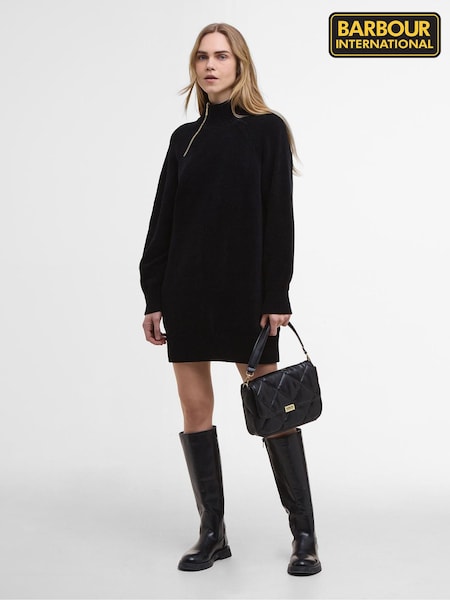 Barbour® International Black Saskia Knitted Mini Dress (W26658) | 589 QAR