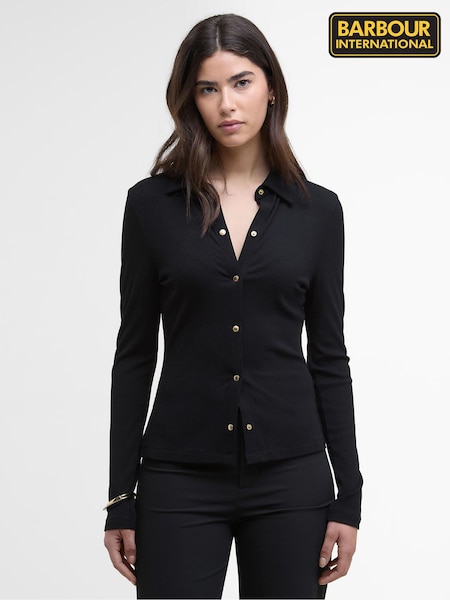 Barbour® International Chloe Ribbed Black Top (W26659) | €89
