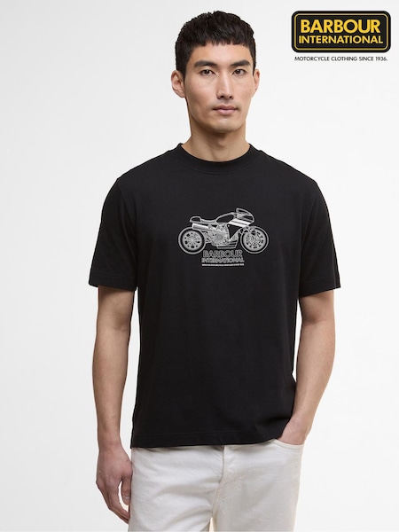 Barbour® International Topher Motorbike Black T-Shirt (W26689) | €44