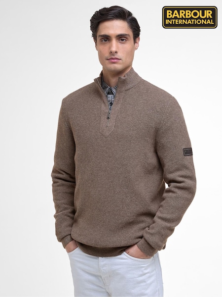 Barbour® International Brown Funnel Neck Jumper (W26711) | €170