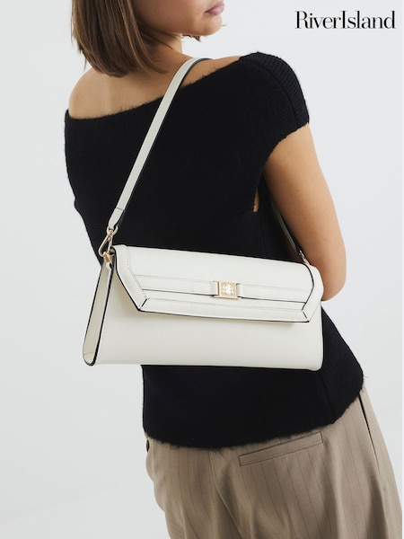 River Island Cream Faux Leather Clutch Bag (W26822) | €28