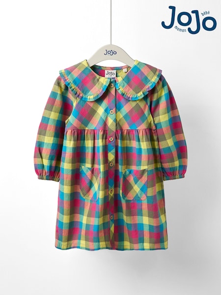 JoJo Maman Bébé Multi Check Button Through Shirt Dress (W26842) | R$ 265 - R$ 295