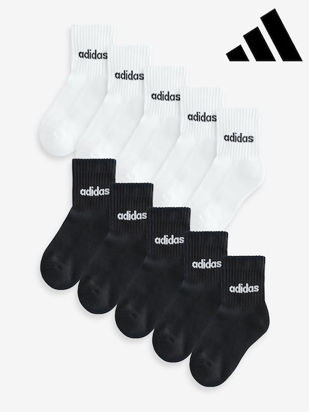 branco/preto - adidas Linear Crew Socks 10 Pack (W26910) | R$ 245