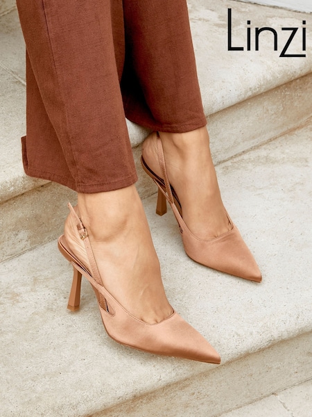 Linzi Light Brown Rhea Sling Back Court Heels (W26913) | €45