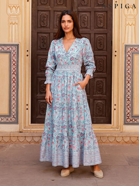 Aspiga Billie 100% Cotton Block Print Dress (W26929) | €258