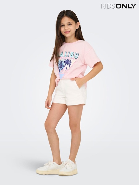 ONLY KIDS Oversized 100% Cotton Graphic Print Malibu Purple T-Shirt (W26953) | ₪60