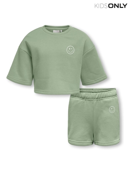 ONLY KIDS Green Smile Top/Shorts Sweat Set (W26980) | ₪161