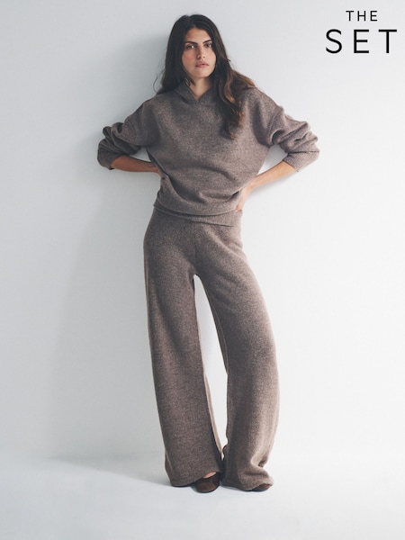 The Set Knitted Hoodie & Wide Leg Joggers Co-ord Set (W27071) | ‏197 ر.ق.