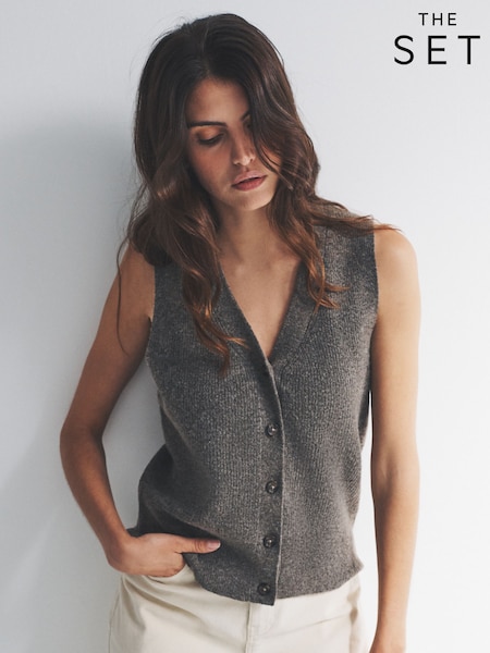 The Set Brown Marl/Neutral 2 Pack Knitted Vest With Wool (W27073) | €44