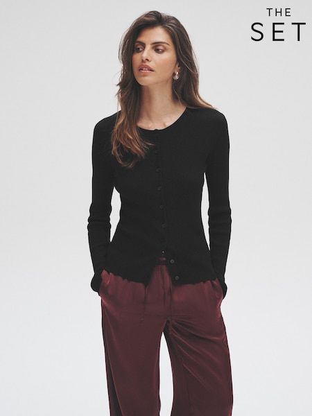 The Set Black/Brown 2 Pack Ribbed Knit Cardigans (W27089) | €42