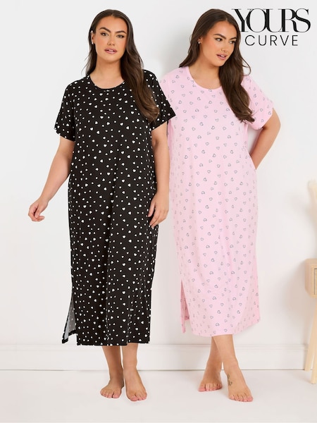 Yours Curve Midaxi Nightdress 2 Pack (W27121) | 290 LEI
