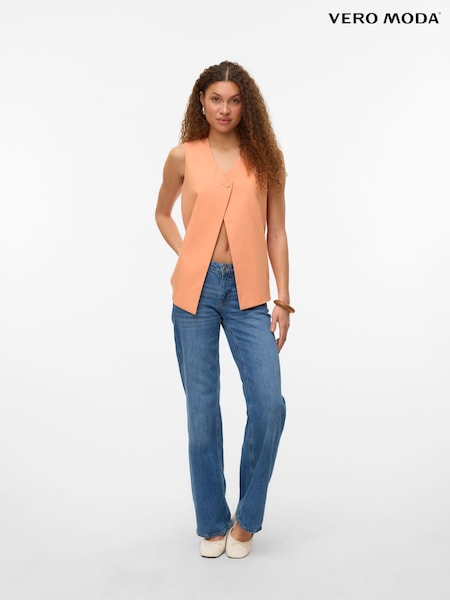 VERO MODA Orange One Button Asymetric Lined Waistcoat (W27128) | €57