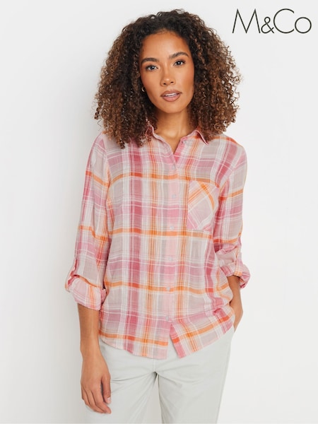 M&Co Pink Check Dobby Shirt (W27131) | ₪166