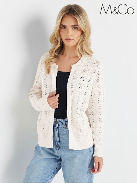 M&Co Natural Petite Pointelle Wavy Cardigan (W27136) | AED192