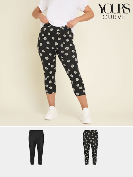 Yours Curve Black Cropped Leggings 2 Pack (W27138) | 1,622 UAH