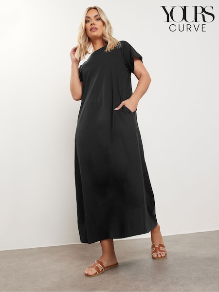 Yours Curve Black A Line Flare 100% Cotton Dress (W27142) | €36