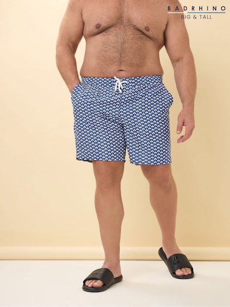 Синий - BadRhino Big & Tall Geometric Print Swim Shorts (W27253) | €34