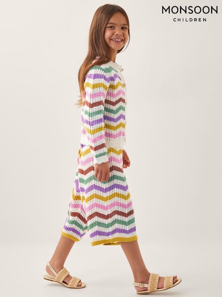 Monsoon Natural Zigzag Stripe Crochet Culotte Trousers (W27266) | kr400 - kr457