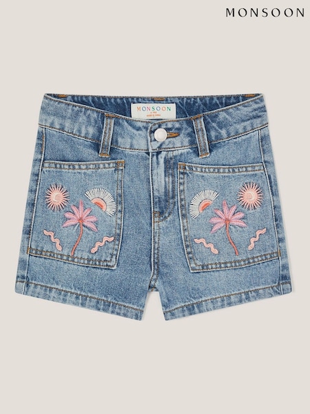 Monsoon Blue Embroidered Denim Shorts (W27274) | R$ 215 - R$ 255