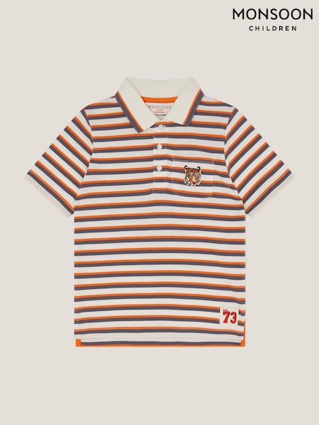 Monsoon Orange Tiger Stripe 100% Cotton Polo Shirt (W27275) | €21 - €24