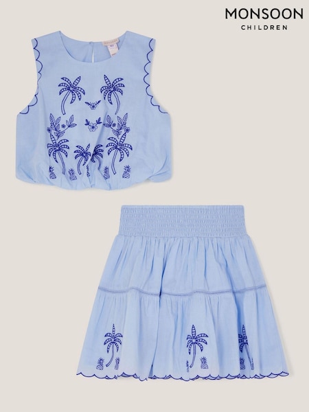 Monsoon Palm Tree Embroidered Top and Skirt Set (W27279) | 268 LEI - 305 LEI