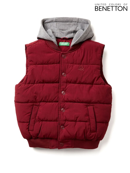 Benetton Boys Red Fleece Hood Padded Gilet (6-14 yrs) (W27288) | AED233