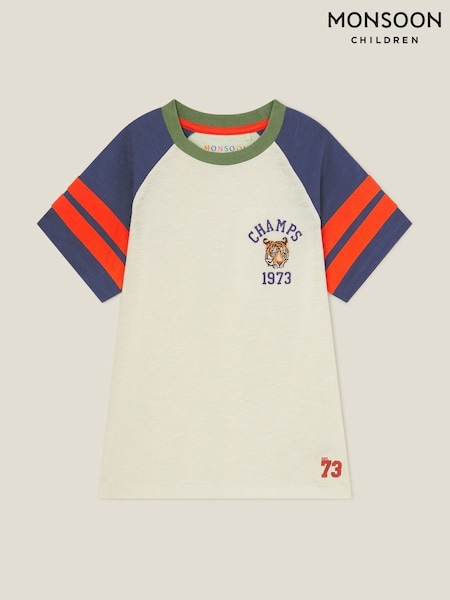 Monsoon Natural Tiger Raglan 100% Cotton T-Shirt (W27292) | €24 - €26