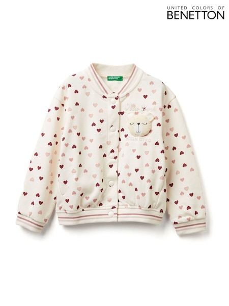 Benetton Girls Cream Printed Bomber Jacket (2-6 yrs) (W27303) | €37
