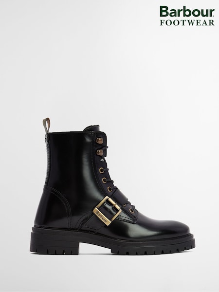 Barbour® Black Ouseburne Leather Lace Up Buckle Boot (W27323) | €184.50