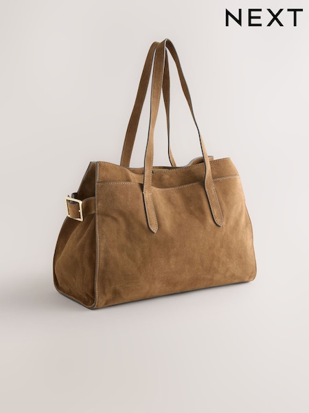 Camel Suede Structured Tote Bag (W27385) | €107