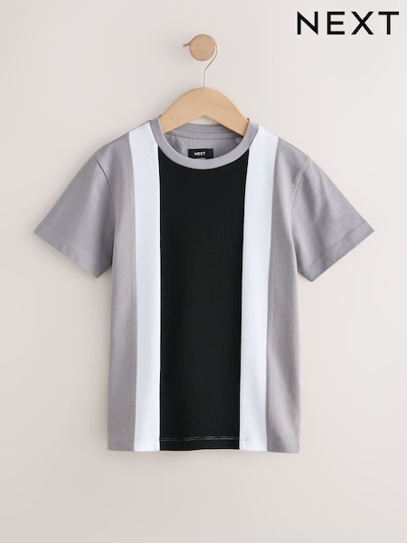 Grey/Black Colourblock Short Sleeve T-Shirt (3-16yrs) (W27393) | AED61 - AED76