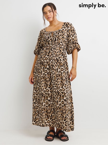 Simply Be Brown Crinkle Goddess Midi Dress (W27410) | €53