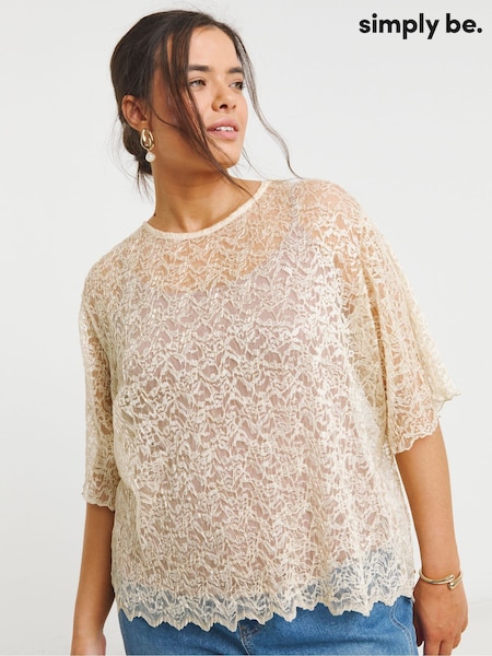 Simply Be White Lace Peplum Blouse (W27411) | €43