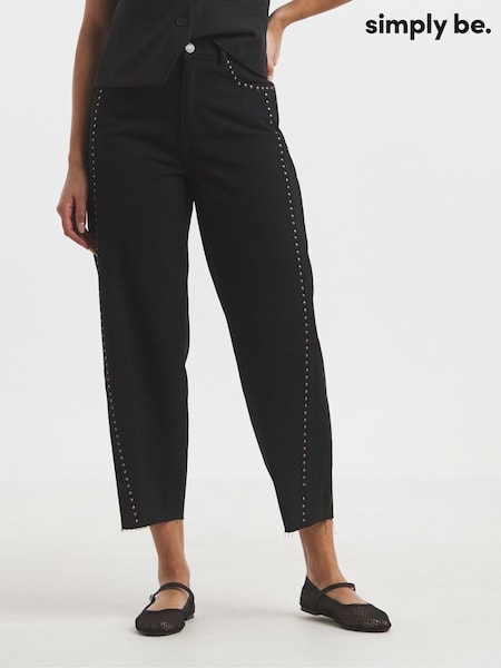 Simply Be Studded Barrel 100% Cotton Jeans (W27415) | 372 LEI