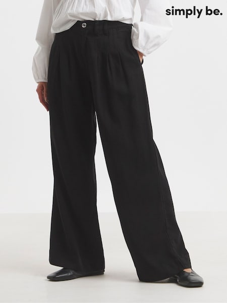 Simply Be Black Pleat Wide Leg Jeans (W27441) | €71