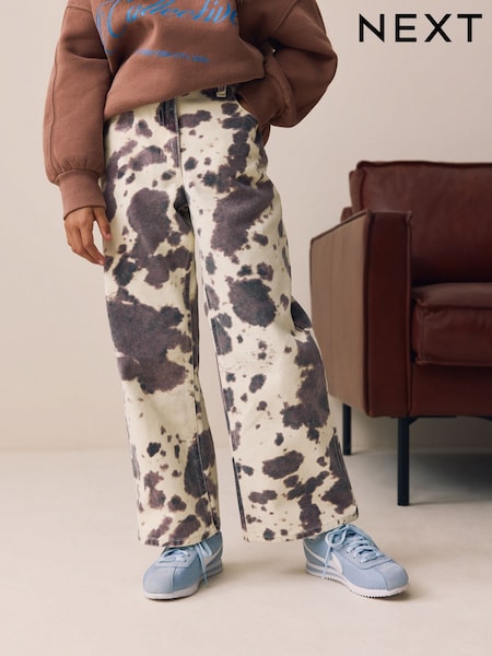Cow Print Wide Leg Jeans (3-16yrs) (W27481) | 94 QAR - 119 QAR