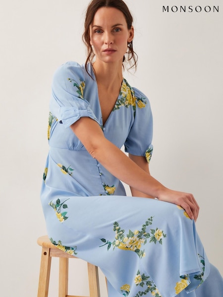 Monsoon Blue Sorcha Floral Tea Midi Dress (W27486) | €95