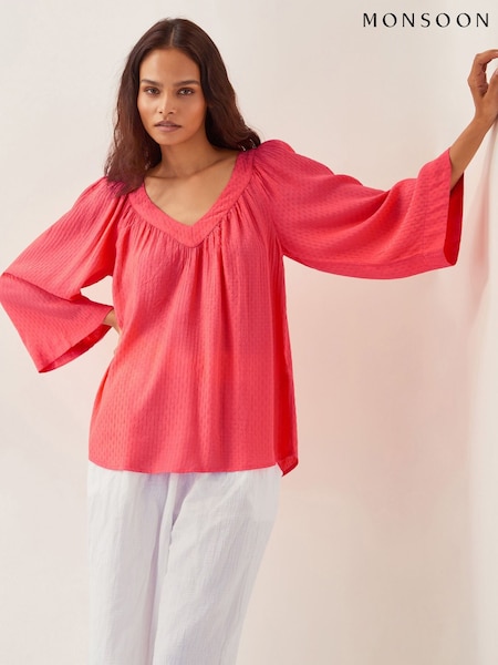 Monsoon Orange Chloe Relaxed Crinkle Blouse (W27488) | €62