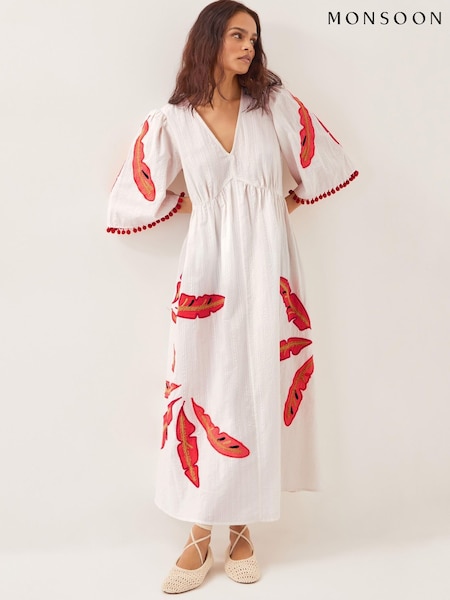 Monsoon Cerse Leaf Print Maxi 100% Cotton Dress (W27489) | €119
