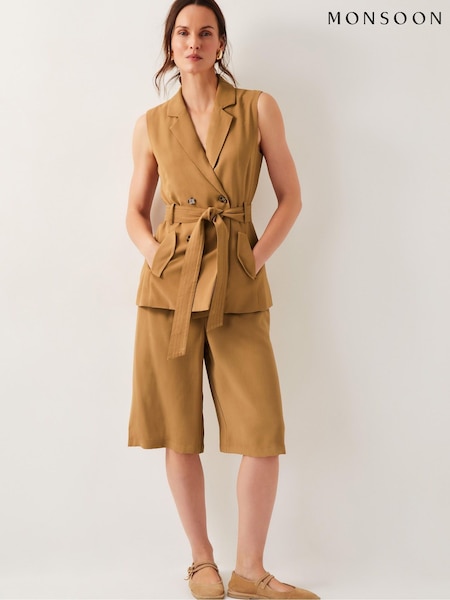 Monsoon Brown Nina Tailored Longline Shorts (W27510) | €78