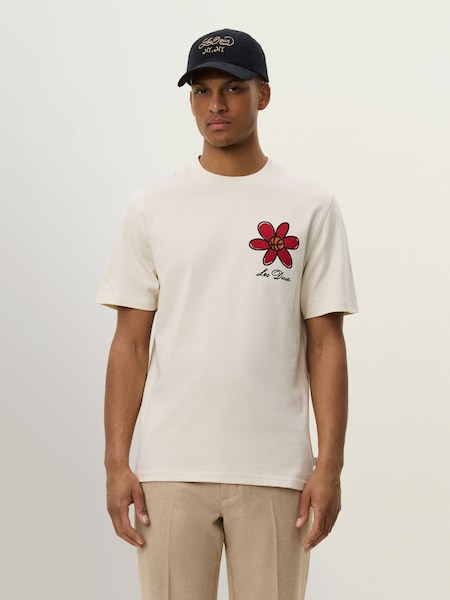 Les Deux Natural Flower Print Basket T-Shirt (W27563) | AED291
