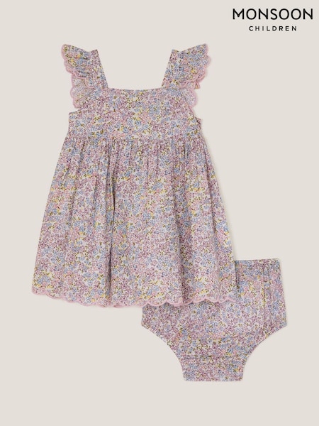 Monsoon Newborn Peri Floral Print Sundress and Briefs Set (W27581) | ‏151‏₪