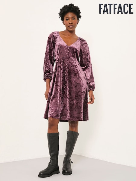FatFace Em Dark Purple Velvet Dress (W27665) | €102