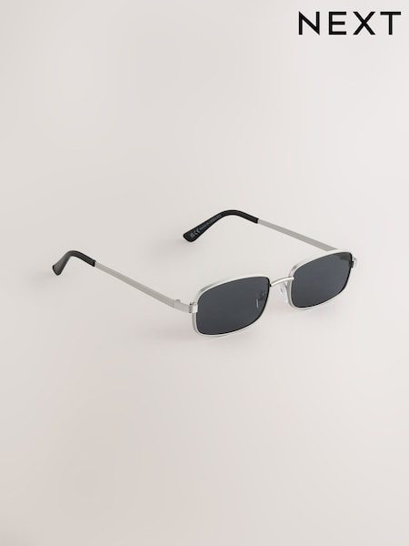 Silver Metal Rectangular Sunglasses (W27684) | R$ 145