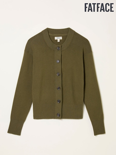 Verde oliva - FatFace Knitted Cardigan (W27725) | R$ 490