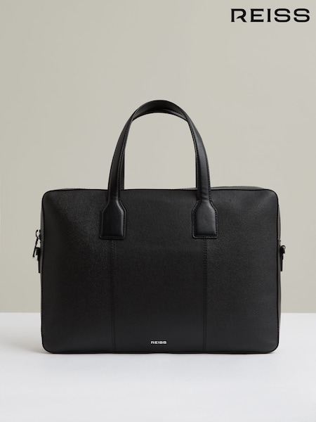 Reiss Black Carlos Micro-Grain Leather Briefcase (W27738) | €285